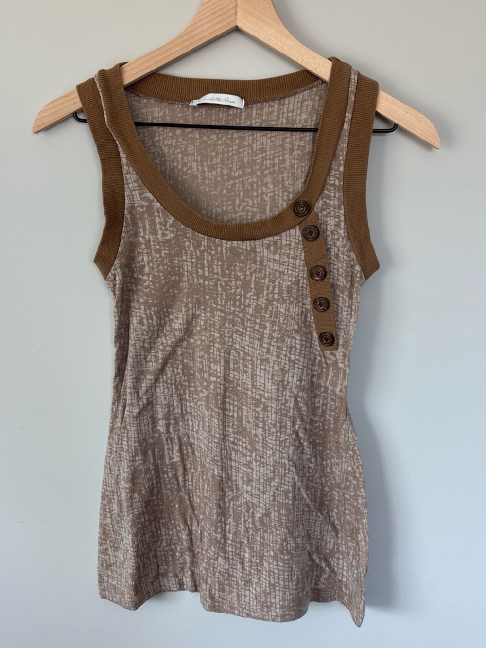 Vintage Charlotte Russe Brown Y2K Button Detail Brown Tank Top S